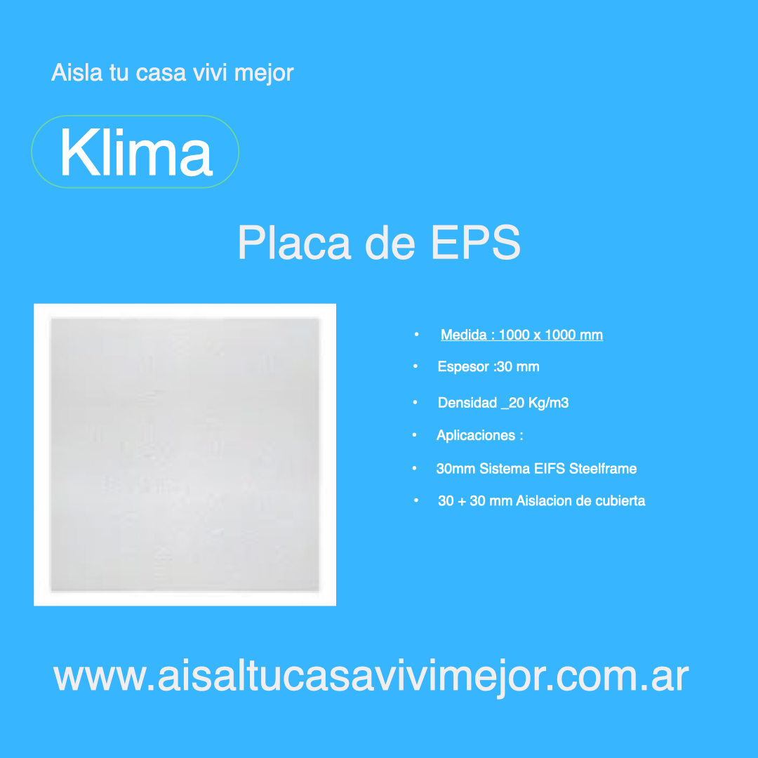 Placa de EPS 30mm 20 Kg