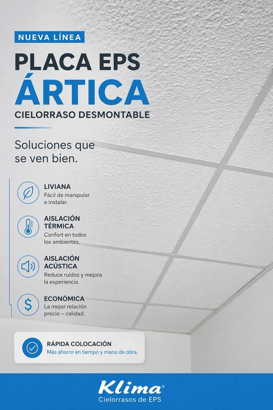 Placa De Cielorraso Desmontable Telgopor Klima Artica 60x60 Sin pintura